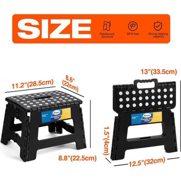 8.8" Folding Step Stool for Adults,Kids,Non-Slip Folding Stools with Handle - Picture 2 of 7